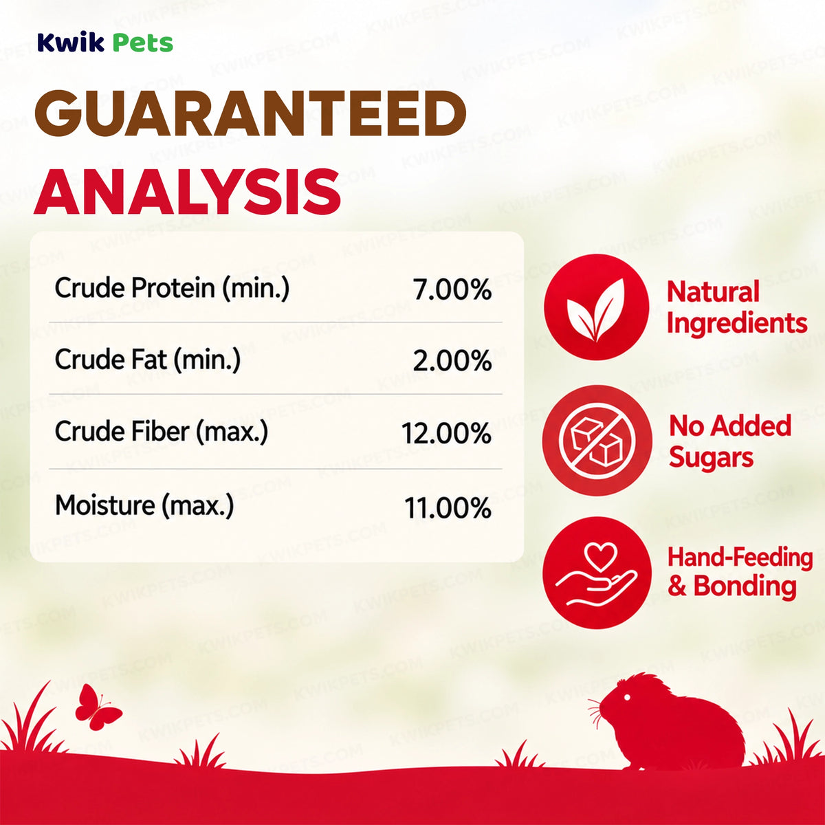 Guaranteed Analysis of Science Selective Berry Loops with Timothy Hay & Cranberry Guinea Pig Treats 2.8-oz