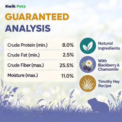 Guaranteed Analysis of Science Selective Forest Sticks with Blackberry & Chamomile Guinea Pig Treats 2.1-oz