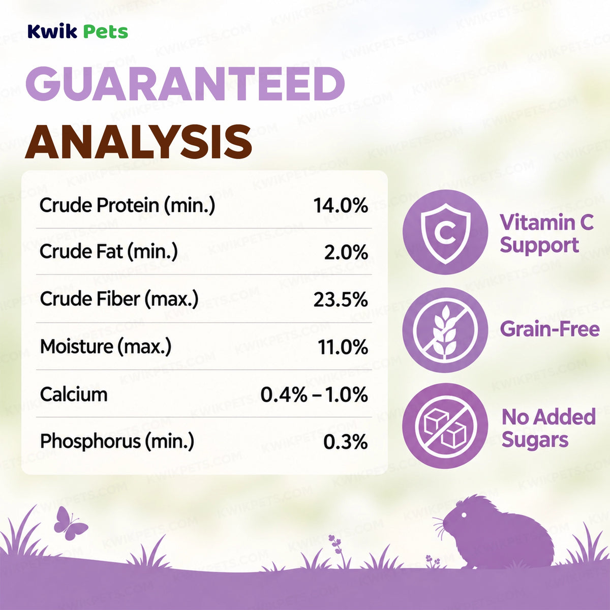 Guaranteed Analysis of Science Selective Naturals Grain-Free Guinea Pig Food 3.3-lb