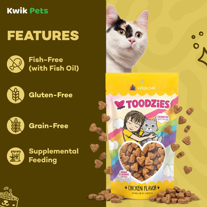 Features of Weruva B.F.F. Toodzies Crunchy Chicken Cat Treats 2-oz