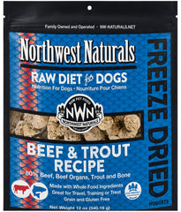 Northwest Naturals Freeze Dried Raw Diet Dog Food Beef & Trout Recipe 12-oz