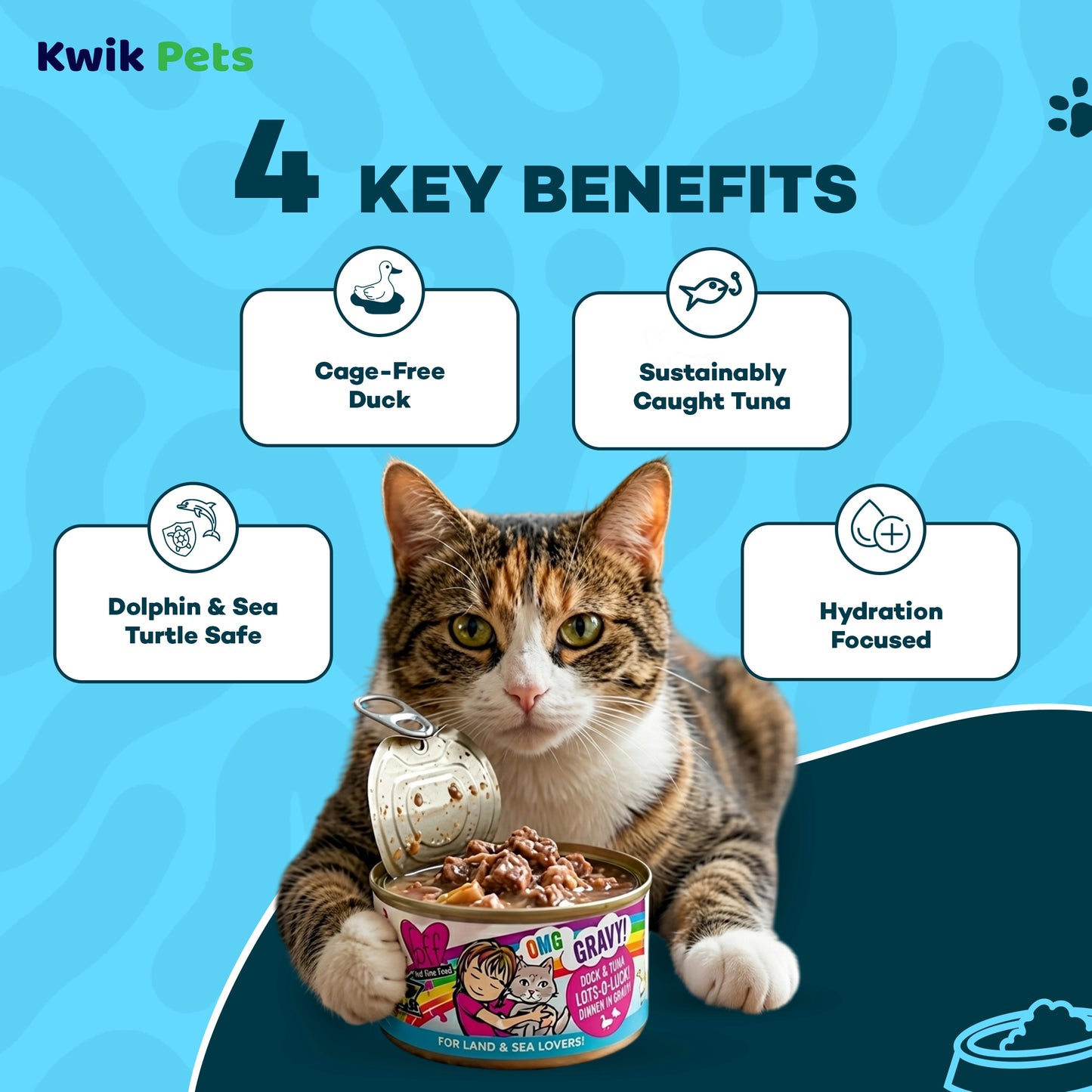 Key Benefits of Weruva B.F.F. OMG Duck & Tuna Lots-O-Luck! Dinner in Gravy Wet Cat Food 2.8-oz