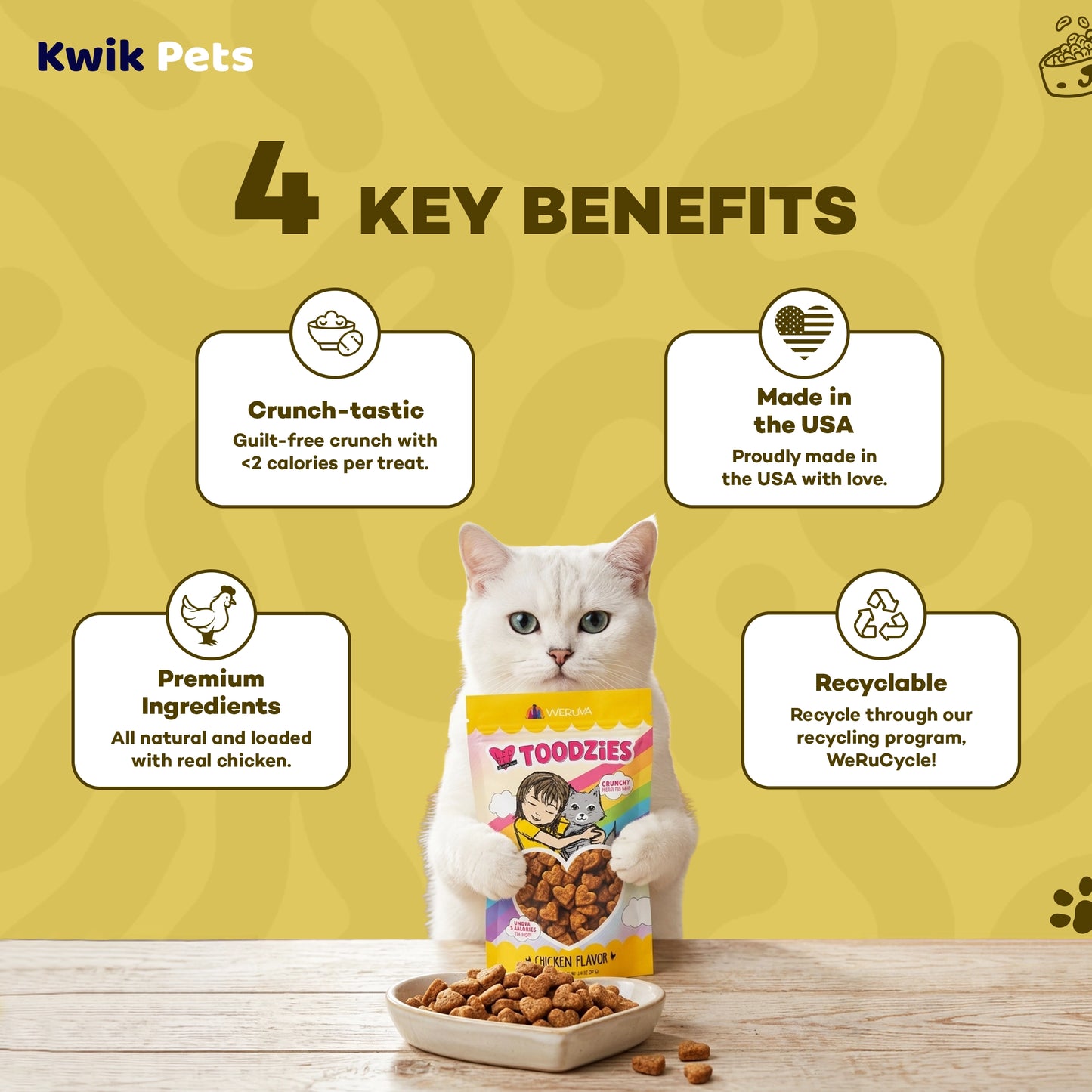 Key Benefits of Weruva B.F.F. Toodzies Crunchy Chicken Cat Treats 2-oz