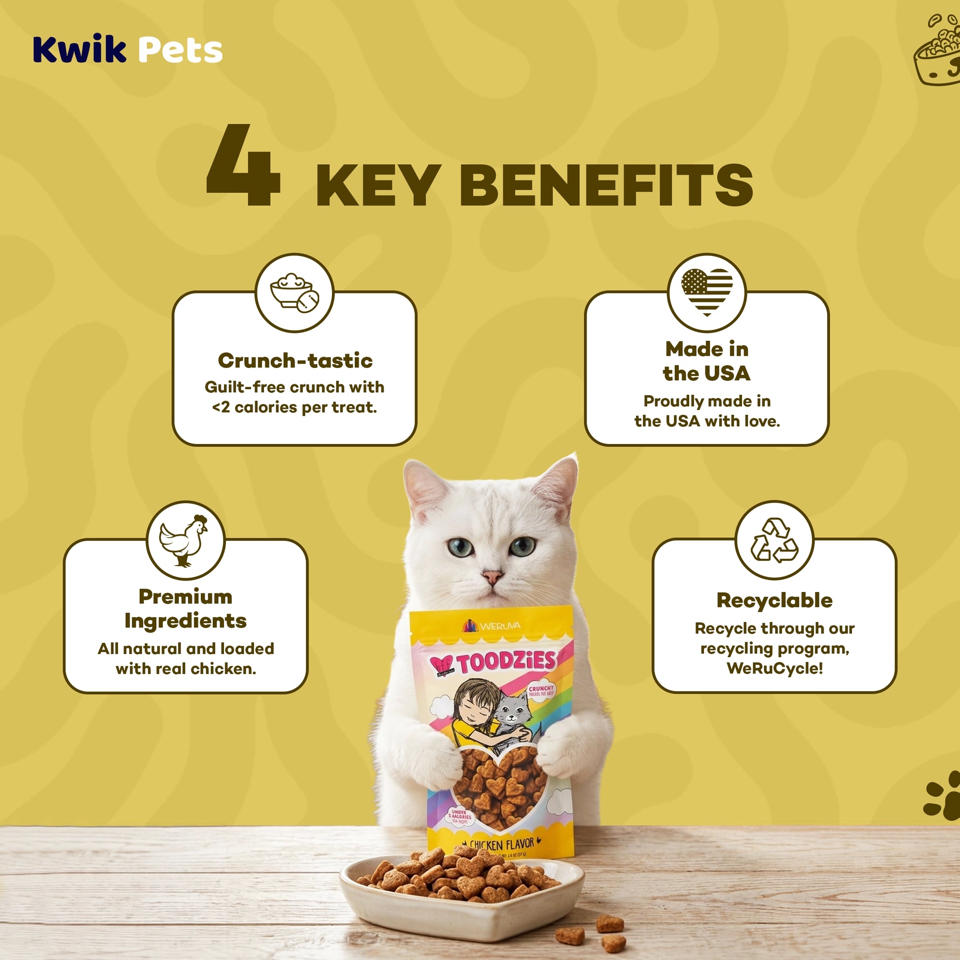 Key Benefits of Weruva B.F.F. Toodzies Crunchy Chicken Cat Treats 2-oz