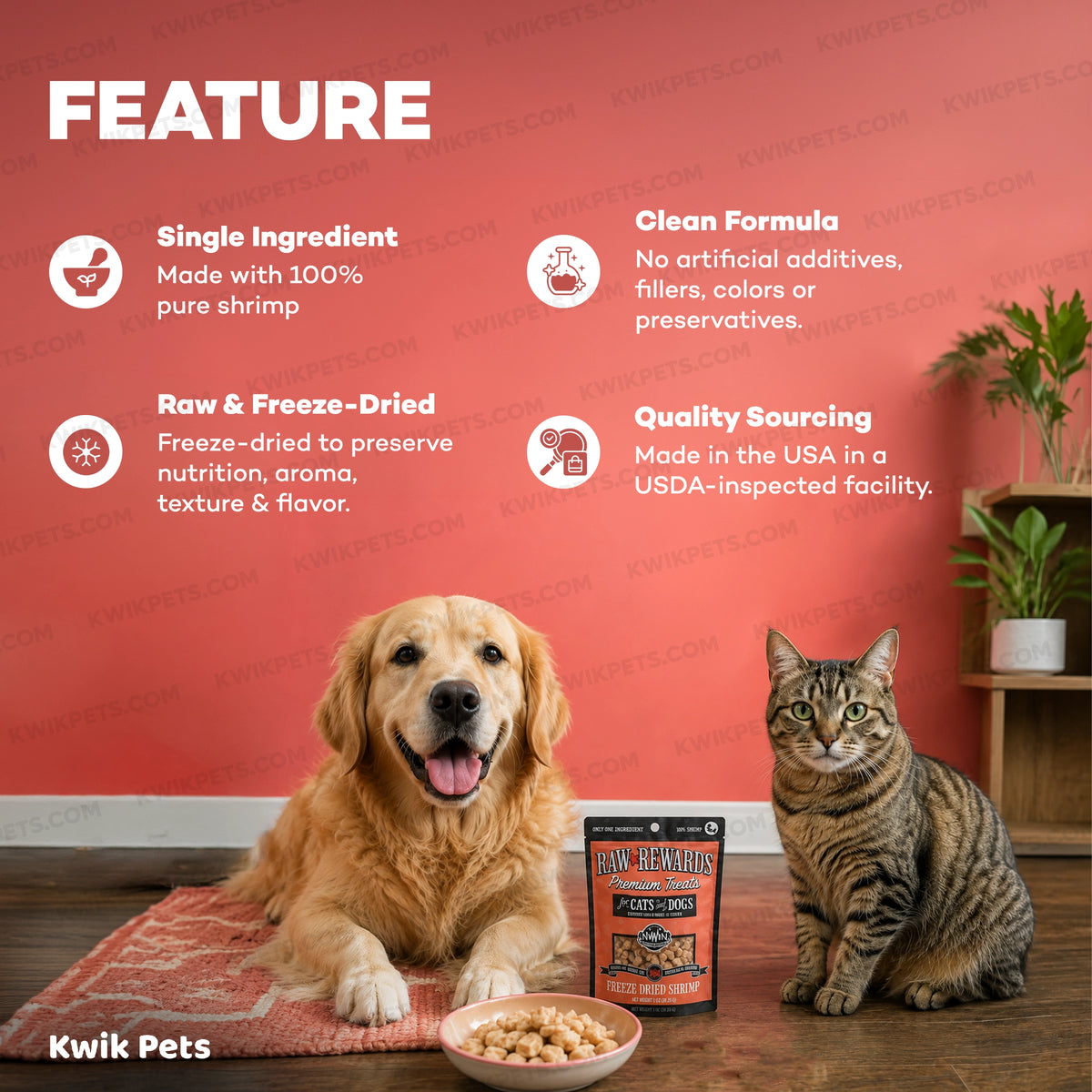 Feature of Northwest Naturals Raw Rewards Premium Freeze Dried Dog & Cat Treats Shrimp 1-oz