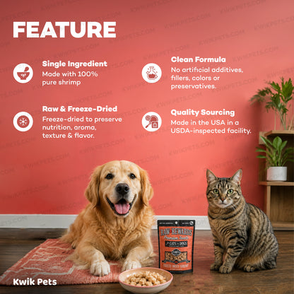 Feature of Northwest Naturals Raw Rewards Premium Freeze Dried Dog & Cat Treats Shrimp 1-oz