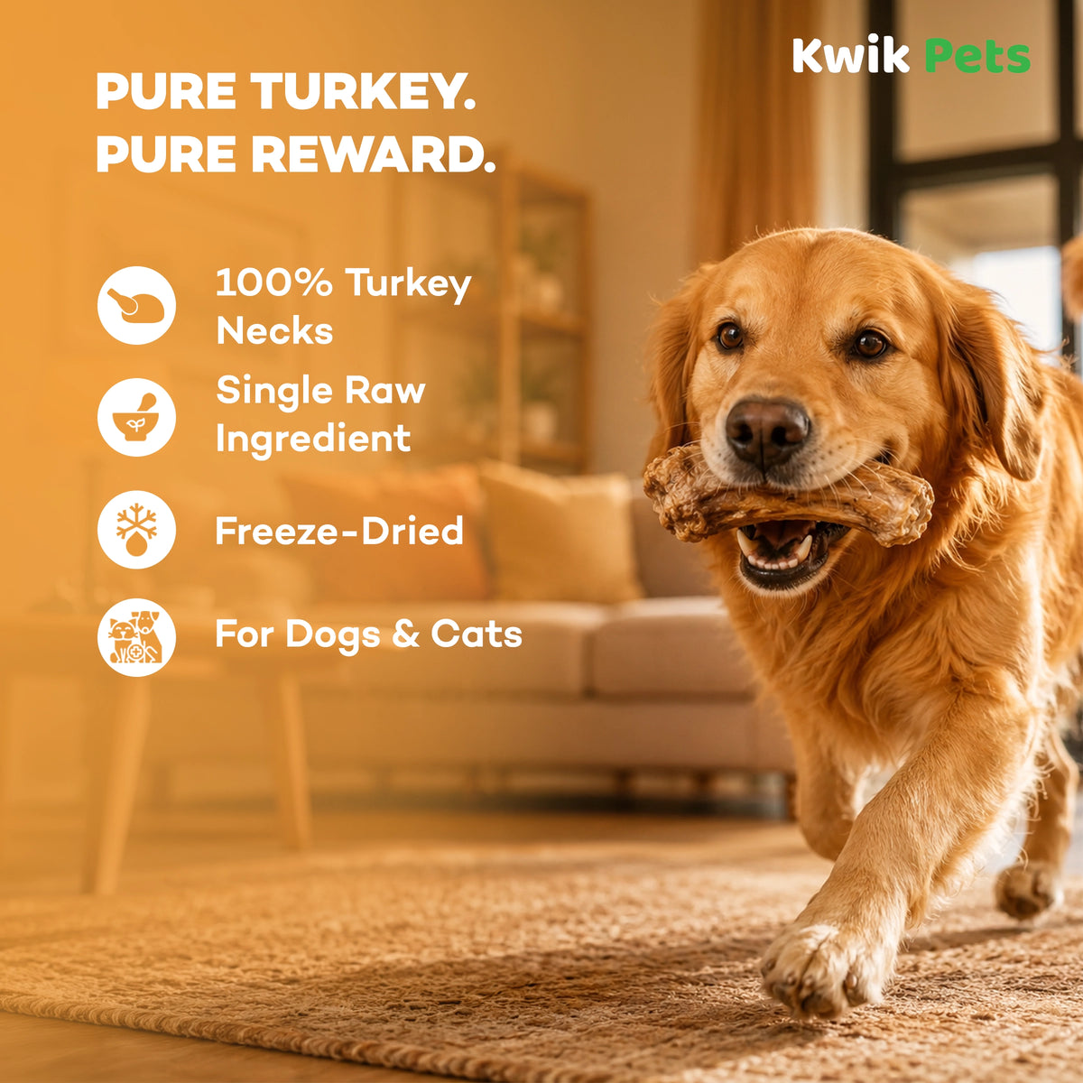 Features of Northwest Naturals Raw Rewards Premium Freeze Dried Dog & Cat Treats Turkey Necks 6-oz