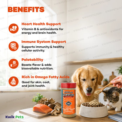 Benefits of Northwest Naturals Functional Freeze Dried Dog & Cat Food Topper Salmon with Shiitake & Maitake Mushrooms 3.5-oz
