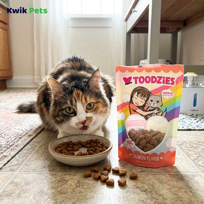 Lifestyle of Weruva B.F.F. Toodzies Crunchy Salmon Cat Treats 2-oz
