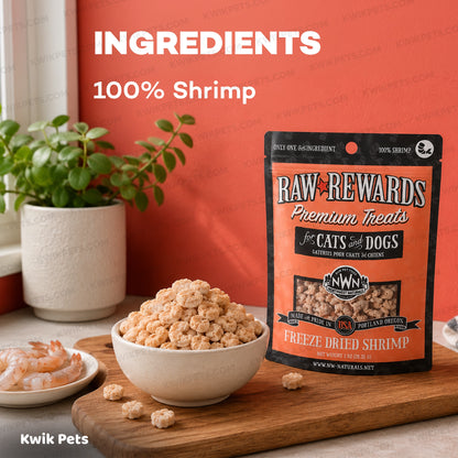 Ingredients of Northwest Naturals Raw Rewards Premium Freeze Dried Dog & Cat Treats Shrimp 1-oz