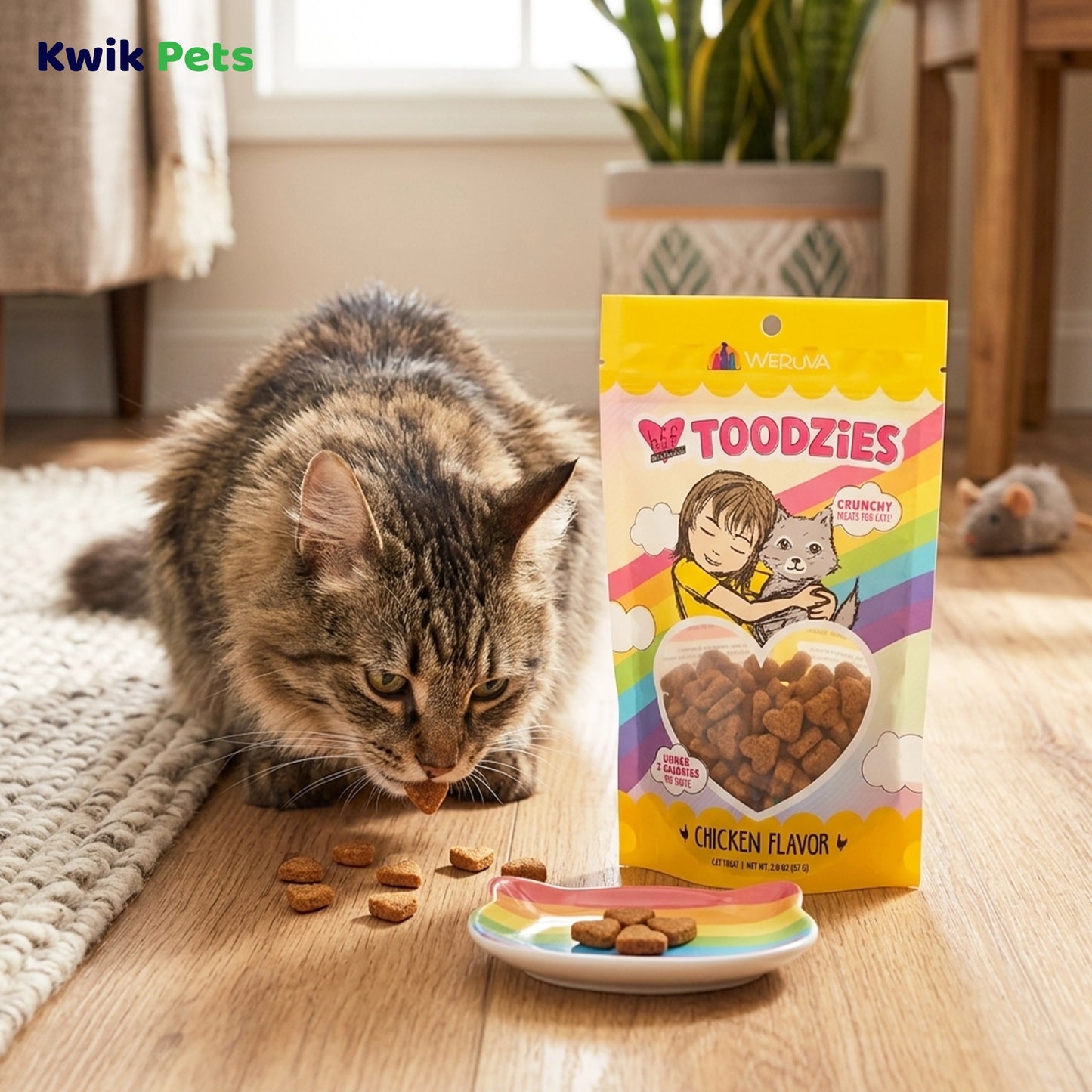 Lifestyle of Weruva B.F.F. Toodzies Crunchy Chicken Cat Treats 2-oz