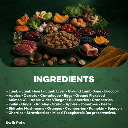 Ingredients info of Northwest Naturals Freeze Dried Raw Diet Dog Food Lamb Recipe 12-oz