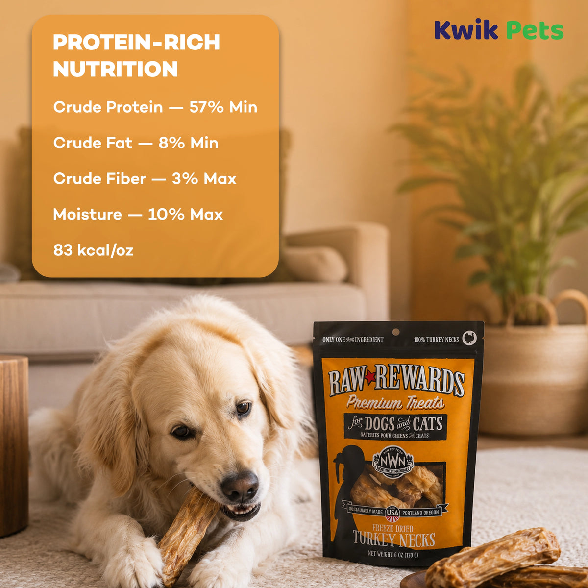 Nutritional Info of Northwest Naturals Raw Rewards Premium Freeze Dried Dog & Cat Treats Turkey Necks 6-oz