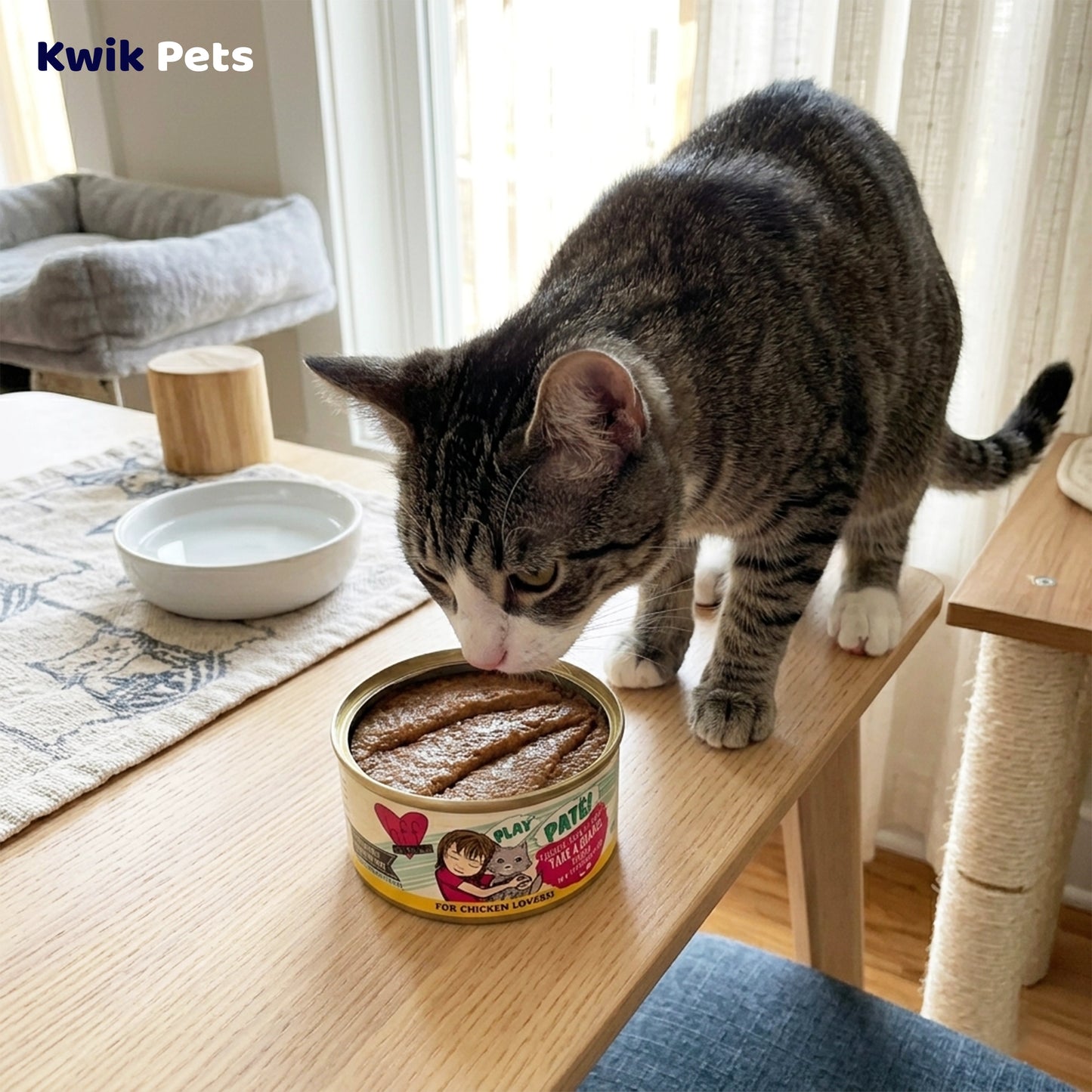 Lifestyle of Weruva B.F.F. PLAY Paté Chicken, Duck & Turkey Take A Chance Dinner in a Hydrating Purée Wet Cat Food 5.5-oz