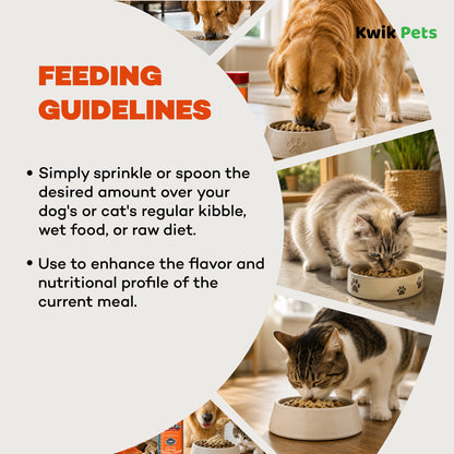 Feeding Guidelines of Northwest Naturals Functional Freeze Dried Dog & Cat Food Topper Salmon with Shiitake & Maitake Mushrooms 3.5-oz