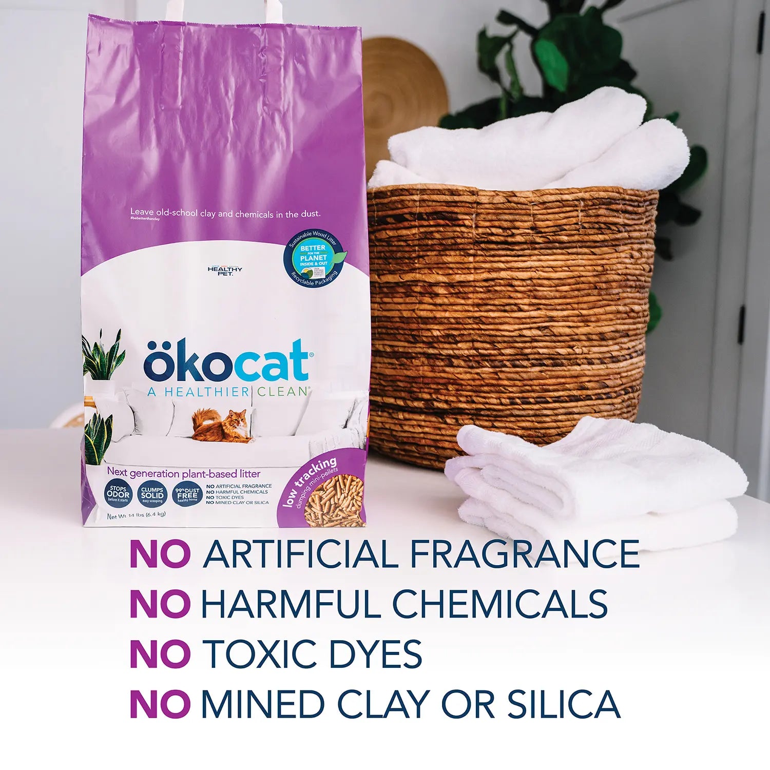 Product info 2 of Okocat Low Tracking Clumping Mini Pellets Wood Cat Litter 10-lb