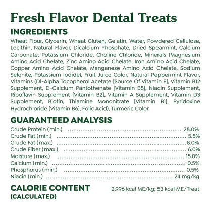 Ingredients & Guaranteed-Analysis of Greenies Fresh Dog Dental Treats Petite 12-oz 20 Count