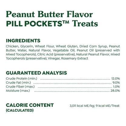 Ingredients & Guaranteed-Analysis of Greenies Tablet Pill Pockets Dog Treats Peanut Butter 3.2-oz 30 Count