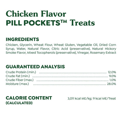 Ingredients & Guaranteed-Analysis of Greenies Tablet Pill Pockets Dog Treats Chicken 3.2-oz 30 Count