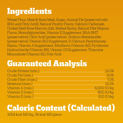 Ingredients & Guaranteed-Analysis of Pedigree MarroBone Biscuit Dog Treats Beef Regular 24-oz