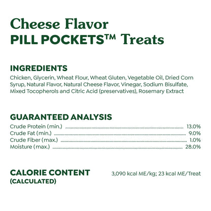 Ingredients & Guaranteed-Analysis of Greenies Capsule Pill Pockets Dog Treats Cheese 7.9-oz 30 Count