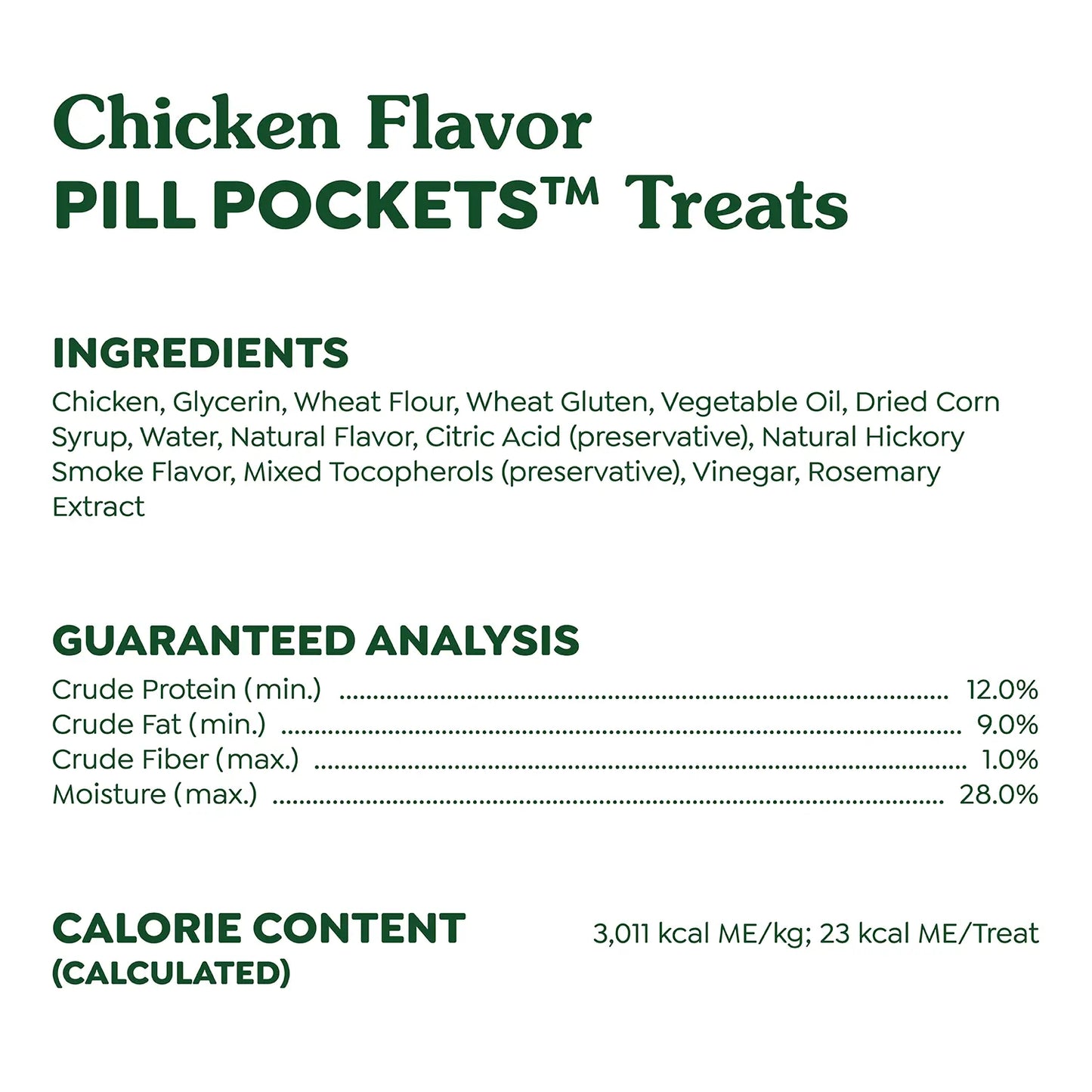 Ingredients & Guaranteed-Analysis of Greenies Capsule Pill Pockets Dog Treats Chicken 7.9-oz 30 Count