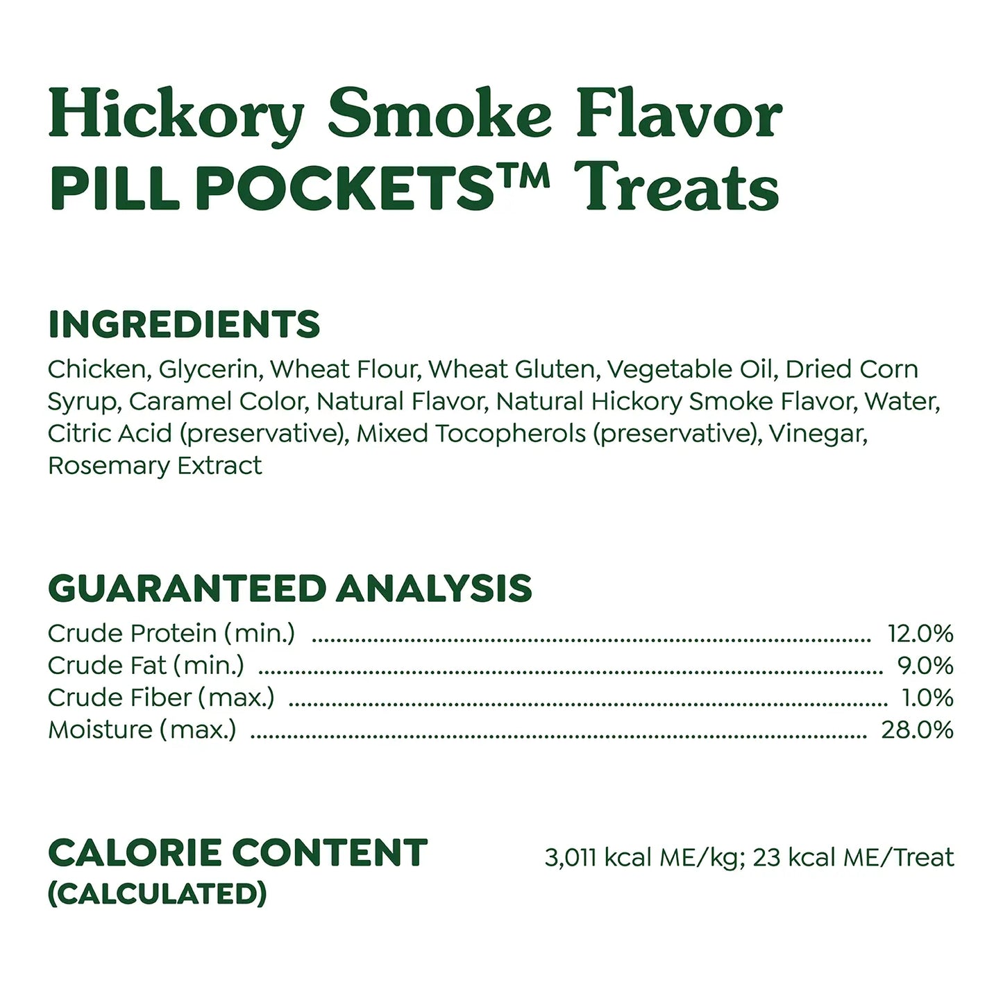 Ingredients & Guaranteed-Analysis of Greenies Capsule Pill Pockets Dog Treats Hickory Smoke 7.9-oz 30 Count