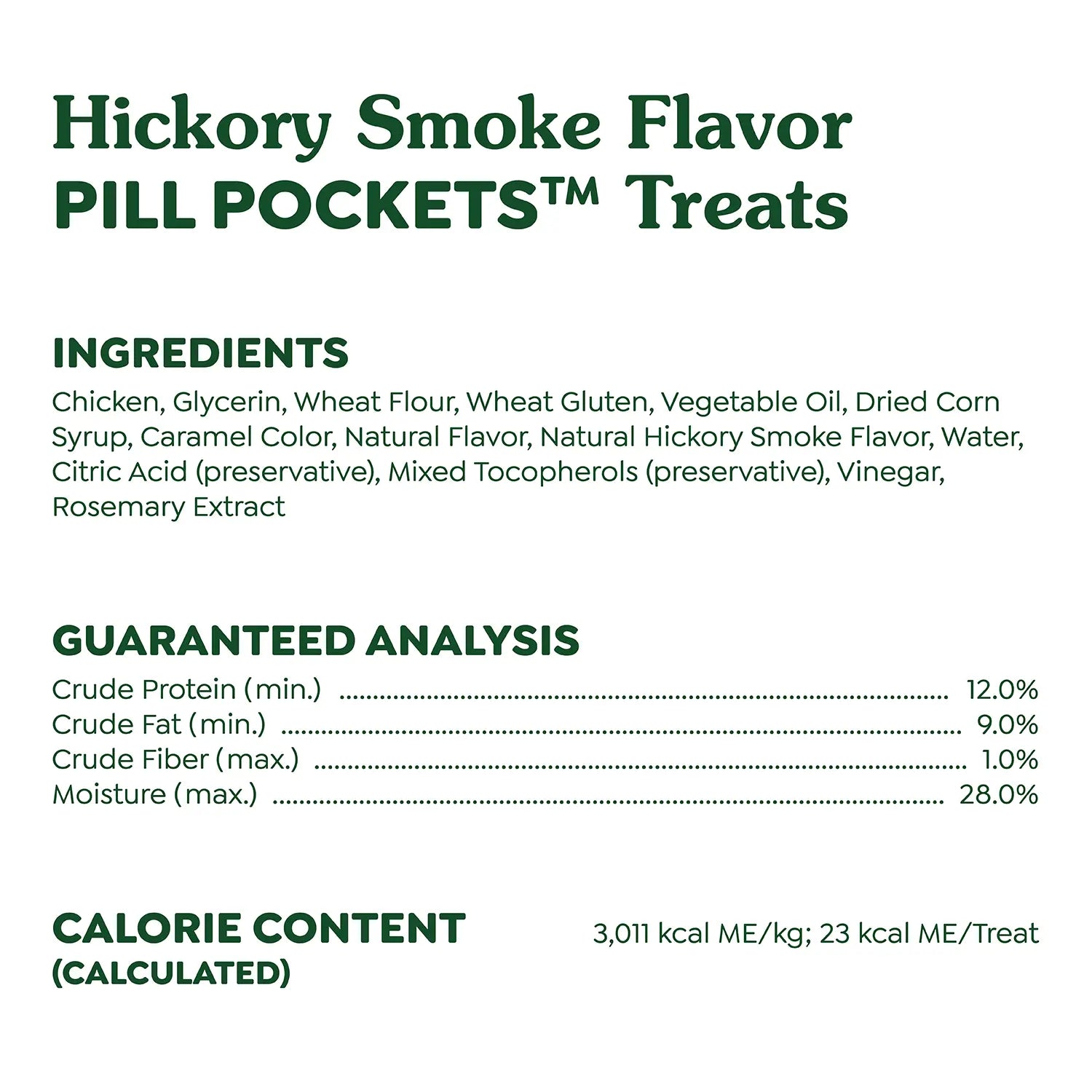 Ingredients & Guaranteed-Analysis of Greenies Capsule Pill Pockets Dog Treats Hickory Smoke 7.9-oz 30 Count