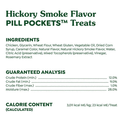 Ingredients & Guaranteed-Analysis of Greenies Capsule Pill Pockets Dog Treats Hickory Smoke 7.9-oz 30 Count
