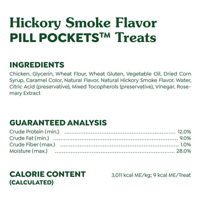 Ingredients & Guaranteed-Analysis of Greenies Tablet Pill Pockets Dog Treats Hickory Smoke 3.2-oz 30 Count