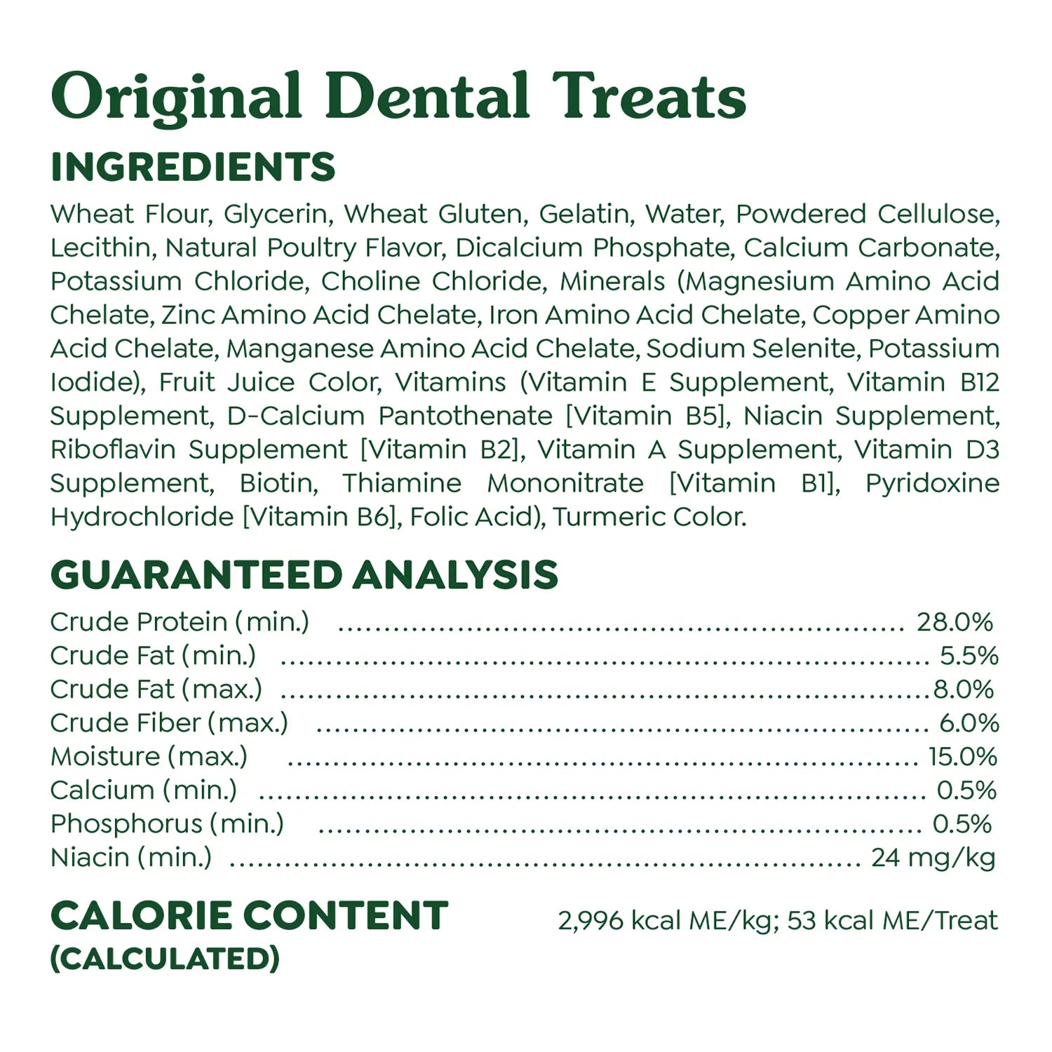 Ingredients & Guaranteed-Analysis of Greenies Original Dog Dental Treats Teenie 6-oz 22 Count