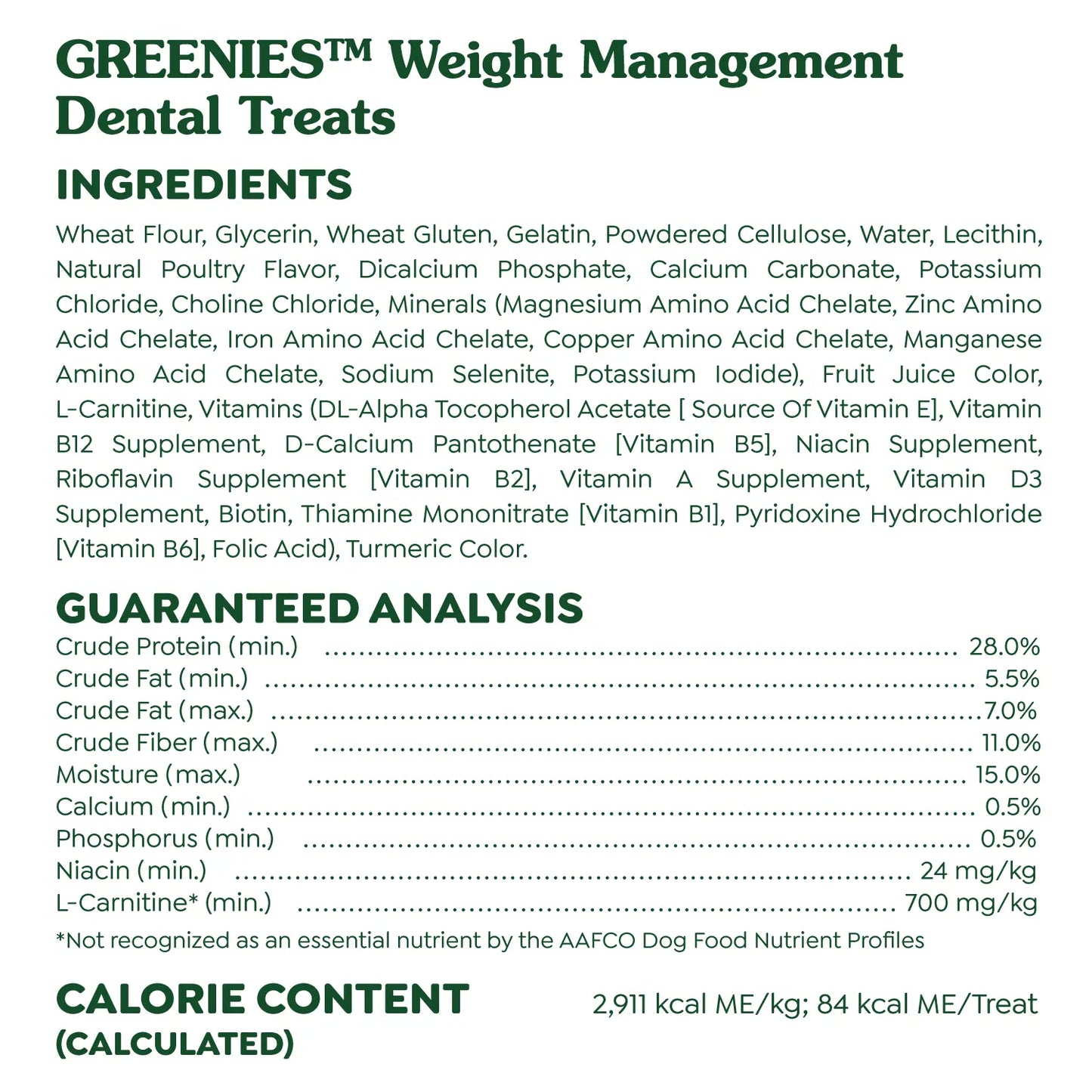 Ingredients & Guaranteed-Analysis of Greenies Weight Management Dog Dental Treats Petite 45 Count 27-oz