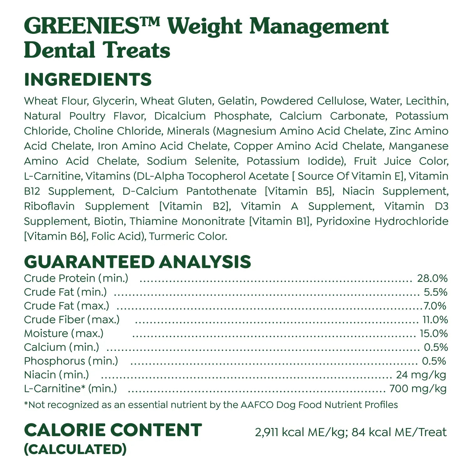 Ingredients & Guaranteed-Analysis of Greenies Weight Management Dog Dental Treats Petite 45 Count 27-oz