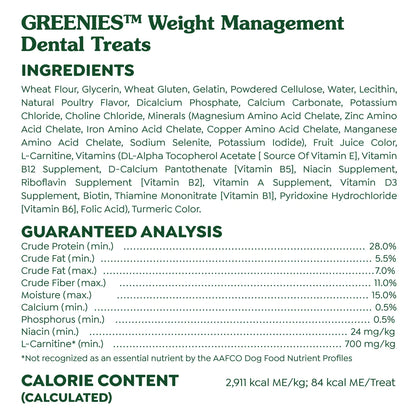Ingredients & Guaranteed-Analysis of Greenies Weight Management Dog Dental Treats Petite 45 Count 27-oz