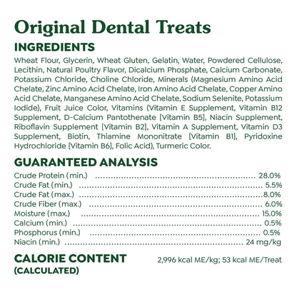 Ingredients & Guaranteed-Analysis of Greenies Original Dog Dental Treats Teenie 36-oz 130 Count
