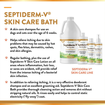 Product info of NaturVet Septiderm-V Skin Care Bath Soothing Formula Shampoo for Dogs & Cats 16-oz