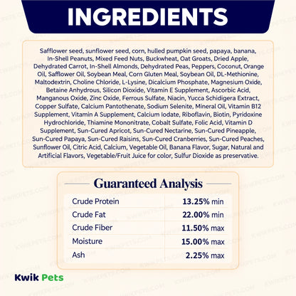  Ingredients info & Guaranteed Analysis of Volkman Seed Company Featherglow Large Parrot Treat 4-lb