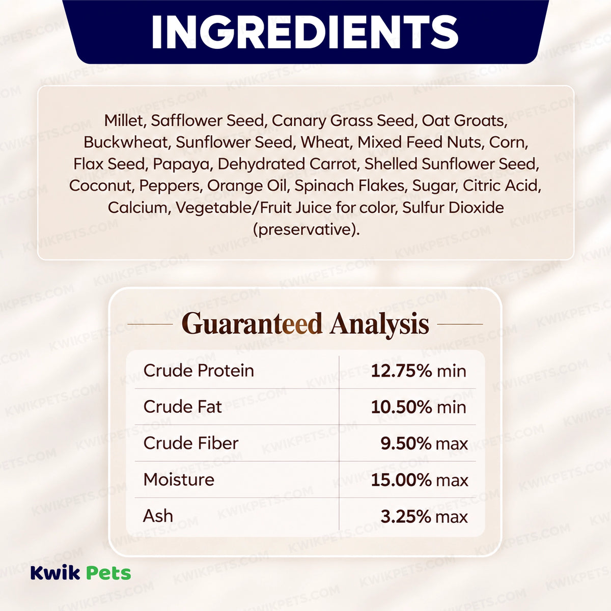 Feeding Guide Lines of Volkman Seed Company Avian Science Super Cockatiel Bird Treat with Sunflower Seed 4-lb