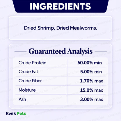  Ingredients info & Guaranteed Analysis of Volkman Seed Company Shrimp & Mealworm Medley Chicken Treat 10-oz  