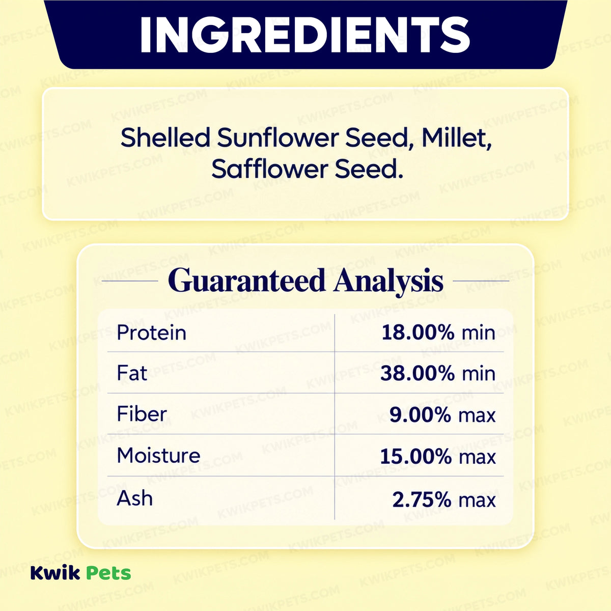  Ingredients info & Guaranteed Analysis of Volkman Seed Company Premium Garden Mix Wild Bird Food 5-lb