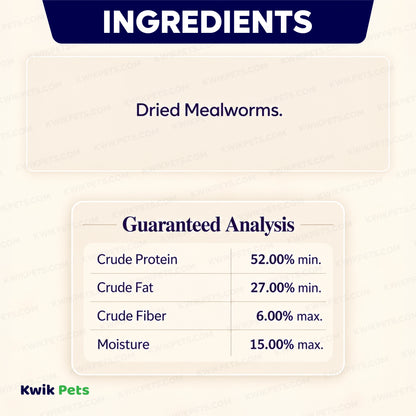 Ingredients info & Guaranteed Analysis of Volkman Seed Company Mealworms Chicken Food 10-oz