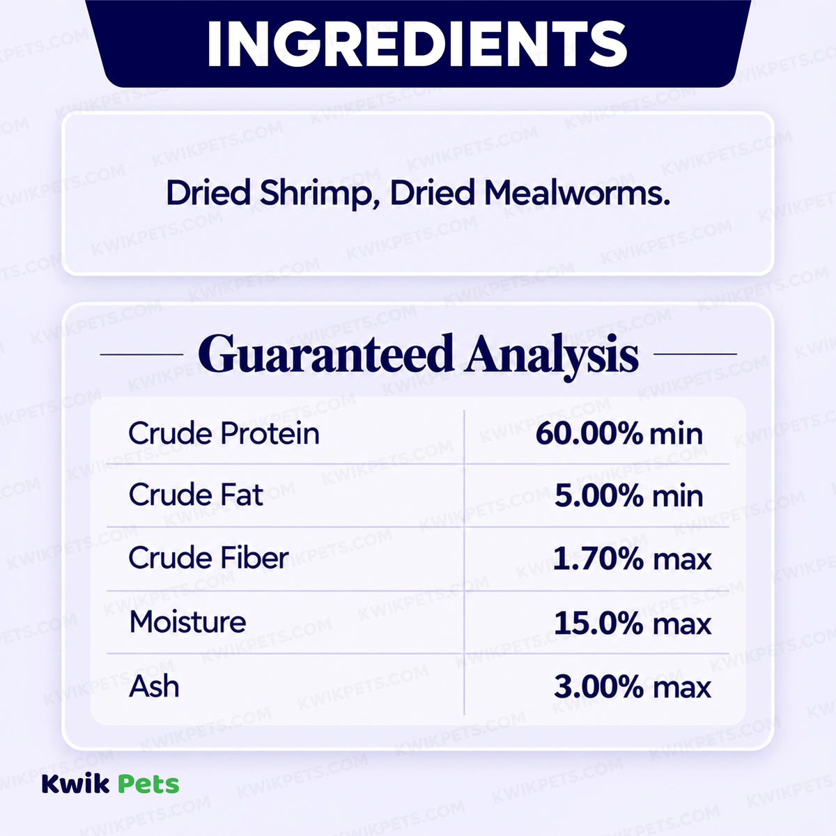  Ingredients info & Guaranteed Analysis of Volkman Seed Company Shrimp & Mealworm Medley Chicken Treat 1.25-lb