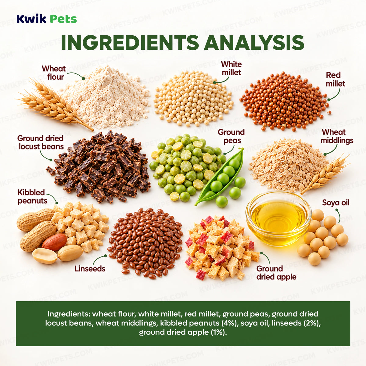Ingredients info of Science Selective Naturals Harvest Loops with Apple, Linseed & Peanut Hamster Treats 2.8-oz