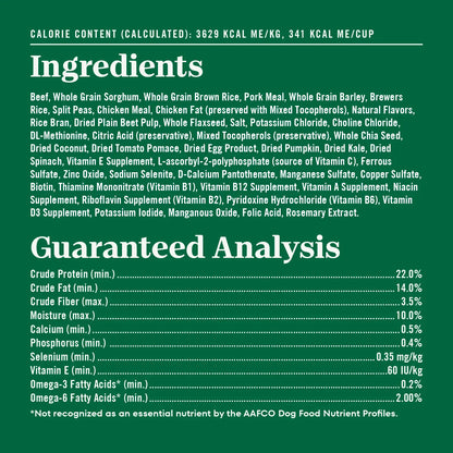 Ingredients & Guaranteed-Analysis of Nutro Natural Choice Beef & Brown Rice Adult Dry Dog Food 28-lb