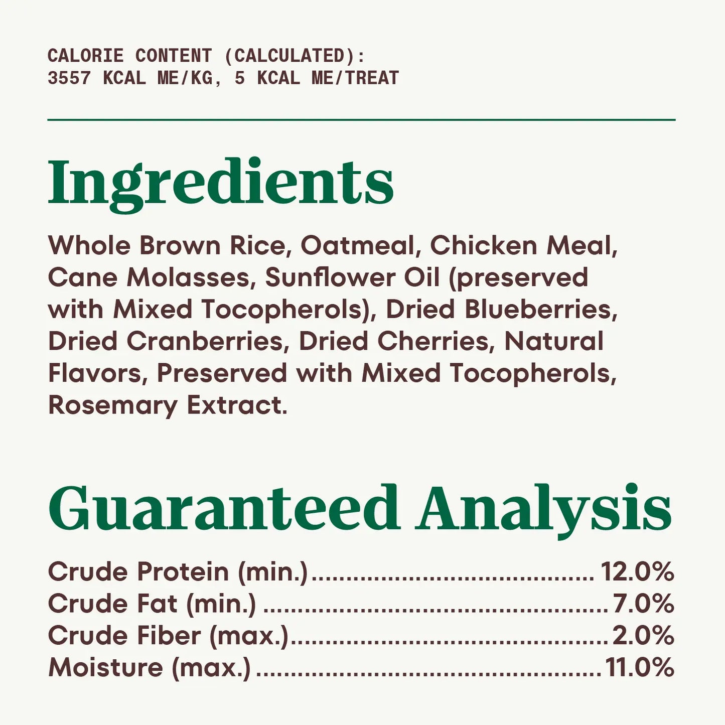 Ingredients & Guaranteed-Analysis of Nutro Natural Choice Mixed Berry Crunchy Dog Treats 10-oz