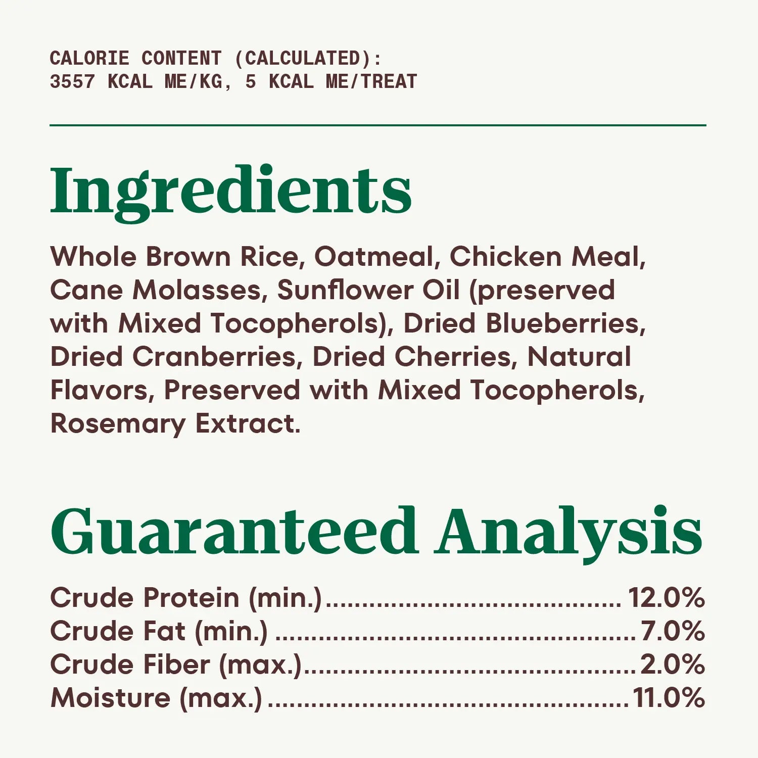 Ingredients & Guaranteed-Analysis of Nutro Natural Choice Mixed Berry Crunchy Dog Treats 10-oz