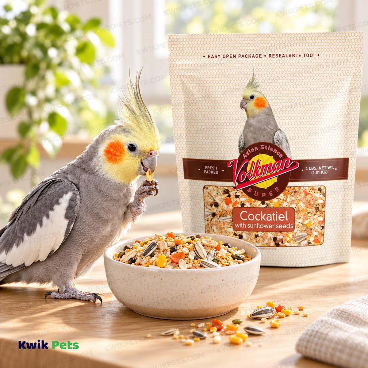 Lifestyle of Volkman Seed Company Avian Science Super Cockatiel Bird Treat with Sunflower Seed 4-lb
