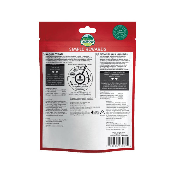 Oxbow Animal Health Simple Rewards Veggie Small Animal Treats 3-oz, Kwik Pets