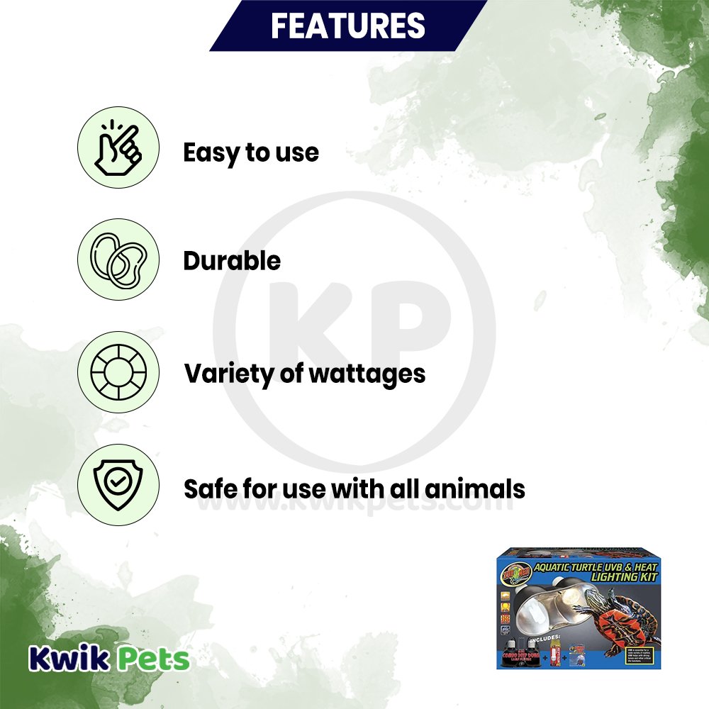 Zoo Med Aquatic Turtle UVB & Heat Lighting Kit, Kwik Pets