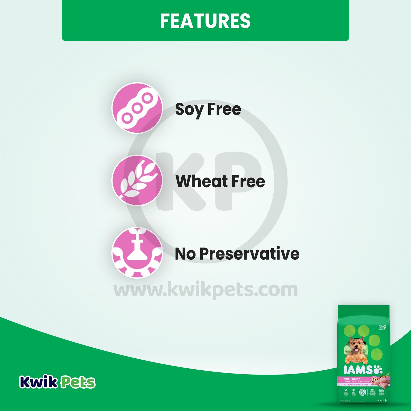 Features of IAMS Small & Toy Breed Adult Dry Dog Food Real Chicken 7-lb